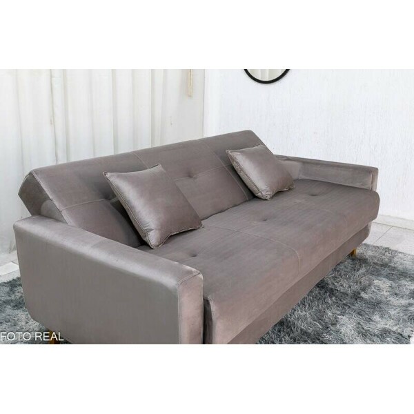 Sof Cama Ba Pmela Larg. 2.00m Veludo Bege 434