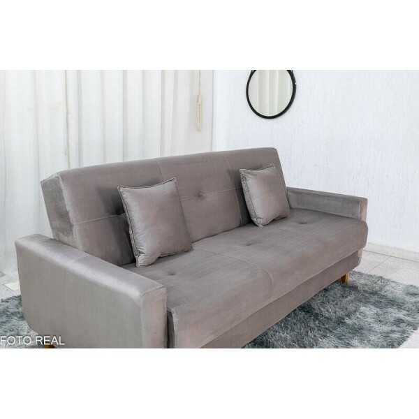 Sof Cama Ba Pmela Larg. 2.00m Veludo Bege 434