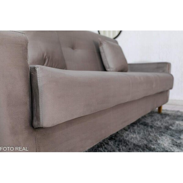 Sof Cama Ba Pmela Larg. 2.00m Veludo Bege 434