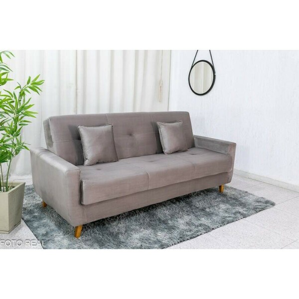 Sof Cama Ba Pmela Larg. 2.00m Veludo Bege 434