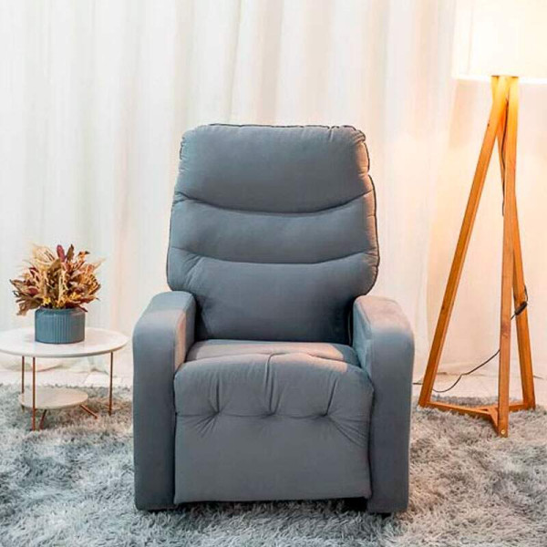 Poltrona Reclinvel Punto Veludo Cinza 425