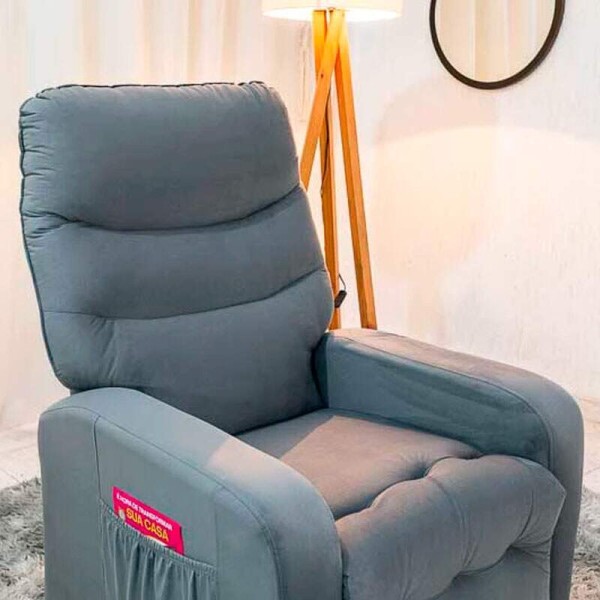 Poltrona Reclinvel Punto Veludo Cinza 425