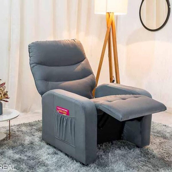 Poltrona Reclinvel Punto Veludo Cinza 425