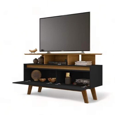 Rack Bancada Rubi Larg. 1.20m Cinamomo/Preto para TV at� 50