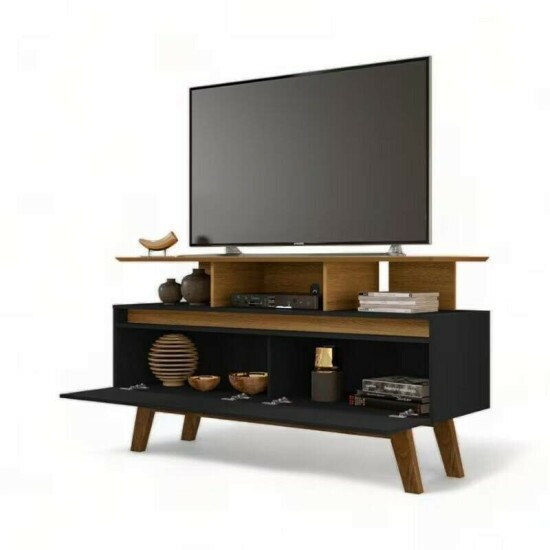 Rack Bancada Rubi Larg. 1.20m Cinamomo/Preto para TV at� 50\\\" - Bechara
