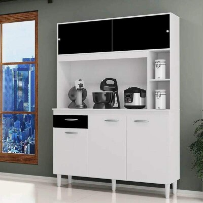 Kit Duda 1.20m 5 Portas Branco/Preto Poquema