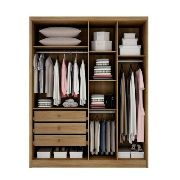 Modulado Cumaru/Fendi Fosco 1 Roupeiro Moderni 4 Pts + 2 Criado Rizon + 1 Canto Oblquo Rizon + 1 Areo 3 portas Rizon - Novo Horizonte