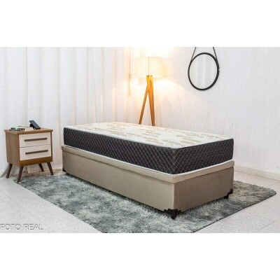 Base Box Ba Solteiro Prime Sued Capuccino + Colcho Solteiro Paris Ortopdico EPS D33 92x188x62 Umaflex
