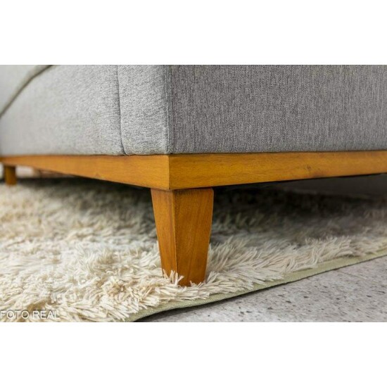 Sof� 3 Lug. Mil�o C/Chaise Lado Direito Linho Cinza 1008 Larg. 2.30m - Molas Ensacadas