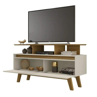 Rack Bancada Rubi Larg. 1.20m Cinamomo/Off para TV at� 50