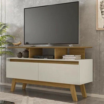 Rack Bancada Rubi Larg. 1.20m Cinamomo/Off para TV at� 50