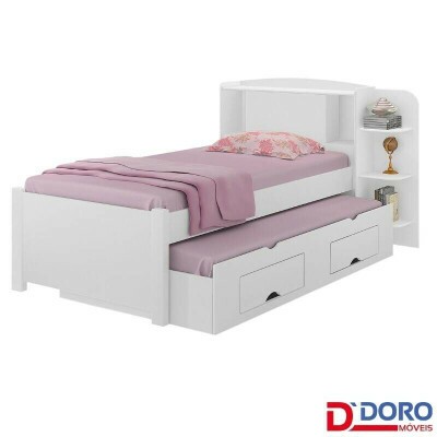 Cama Solteiro Mil�nio + Cama Auxiliar 2 Gavetas Branca - D Doro
