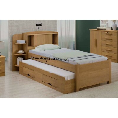 Cama Solteiro Mil�nio + Cama Auxiliar Solteiro 2 Gavetas Cinamamo D Doro