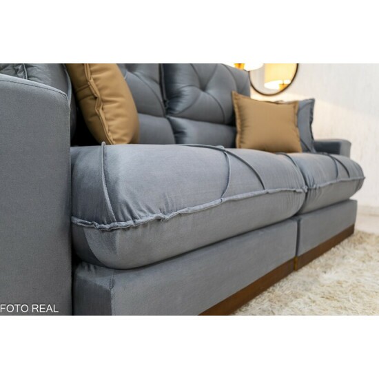 Sof� Retr�til Reclin�vel Gran Bello 2.30m Veludo Cinza 20 - Molas Ensacadas Pocket