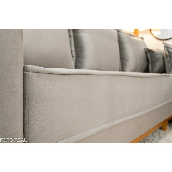 Sof� 3 Lug. Mil�o C/Chaise Lado Esquerdo Veludo Cinza 813 Larg. 2.30m - Molas Ensacadas