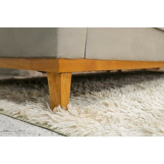 Sof� 3 Lug. Mil�o C/Chaise Lado Esquerdo Veludo Cinza 813 Larg. 2.30m - Molas Ensacadas