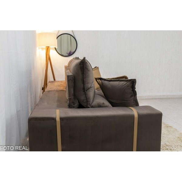 Sof Retrtil Reclinvel Gran Bello 2.50m Veludo Marrom 19 - Molas Ensacadas Pocket