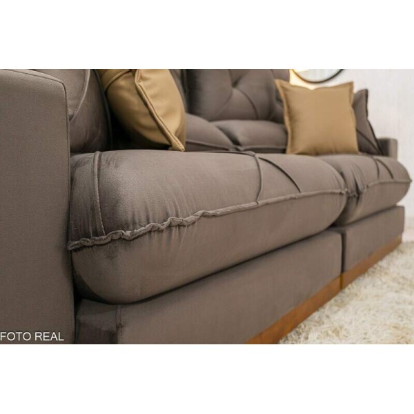 Sof Retrtil Reclinvel Gran Bello 2.50m Veludo Marrom 19 - Molas Ensacadas Pocket