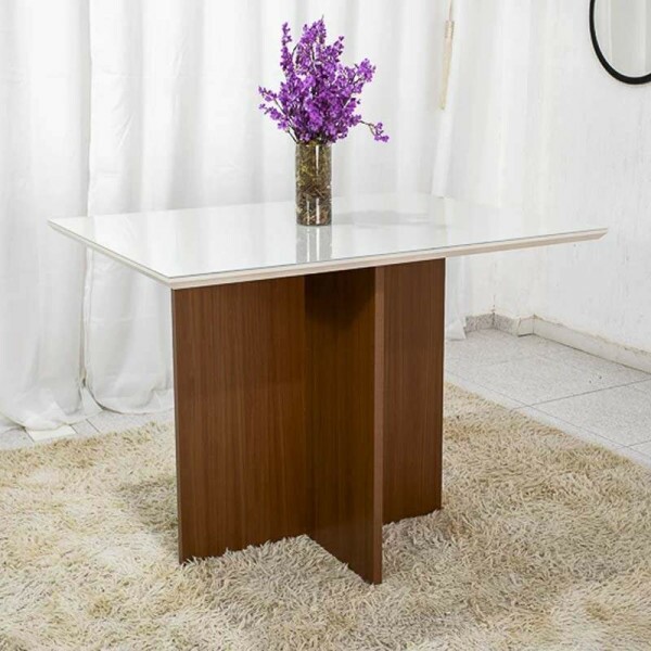 Mesa Jantar Helo 12090 Tampo MDF Vidro Off Poliman