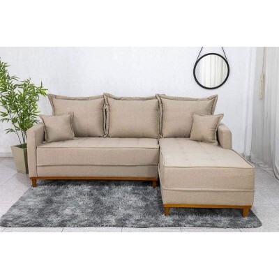 Sof� 3 Lug. Mil�o C/Chaise Lado Esquerdo Linho Bege 1006 Larg. 2.30m - Molas Ensacadas