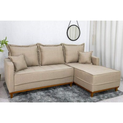 Sof� 3 Lug. Mil�o C/Chaise Lado Esquerdo Linho Bege 1006 Larg. 2.30m - Molas Ensacadas