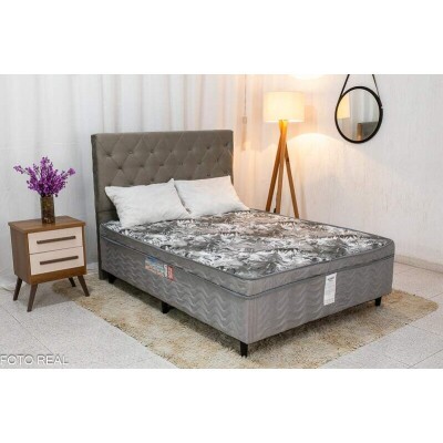 Cabeceira Casal Rio Sued Cinza + Cama Box Casal Dackar Ortopdica
