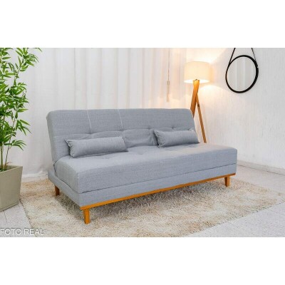Sof Cama Madrid larg. 1.80m Molas Bonnel Linho Cinza 2275