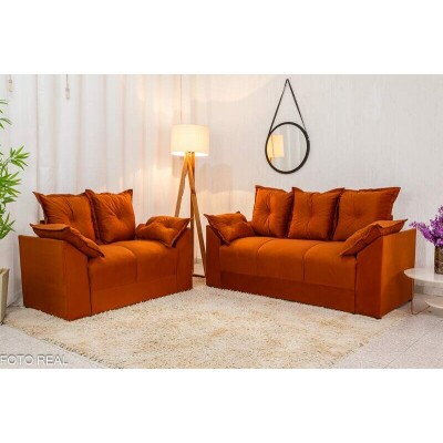 Sof 3 e 2 lugares Petra Veludinho Terracota 604