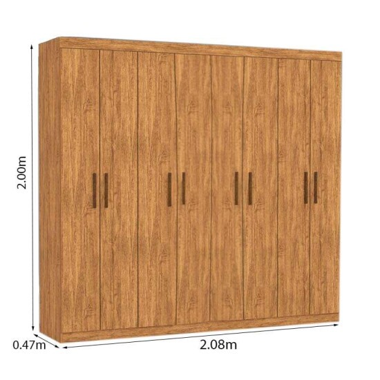 Guarda-roupa Casal 2,08m Rubi Cinamomo 8 Portas 4 Gavetas com P�s - Carioca