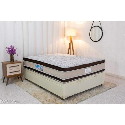 Box Ba Casal Pop Tiza Korino Bege + Colcho Casal Dreamside Molas Ensacadas