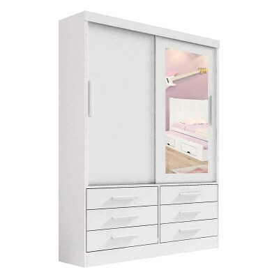 Roupeiro Merdian Branco 2 Portas + Cmoda Firenze Branco + Cama Solteiro Milnio Branca + Cama Auxiliar 2 Gavetas Branca - D Doro