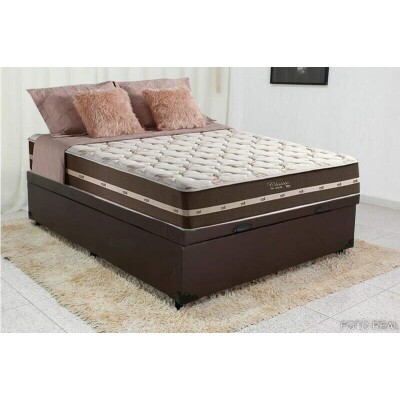 Box Ba Casal Eli Korino Marrom Blindado + Colcho Casal Classic Marrom Molas Superlastic 138x188x64 Anjos
