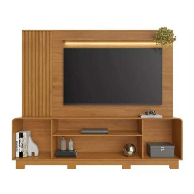 Home Apego Cinamomo/Off C/ Luminria LED e Detalhe Ripado TV at 65 Polegadas Larg. 2.00m - JCM