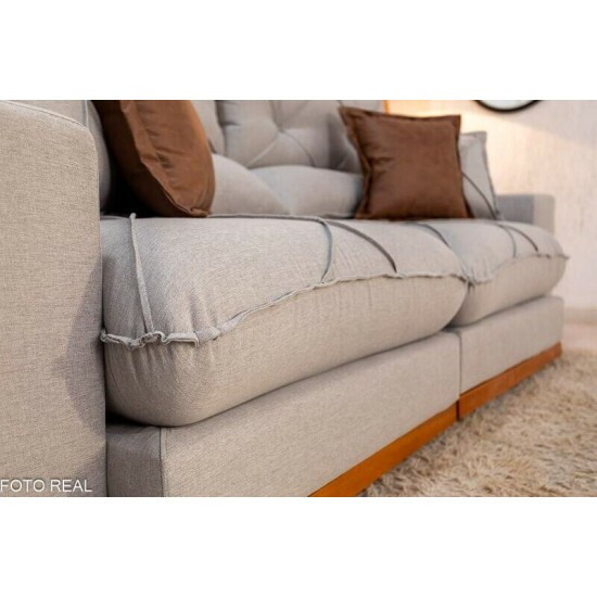 Sof� Retr�til Reclin�vel Gran Bello 2.30m Linho Cinza 31 - Molas Ensacadas Pocket
