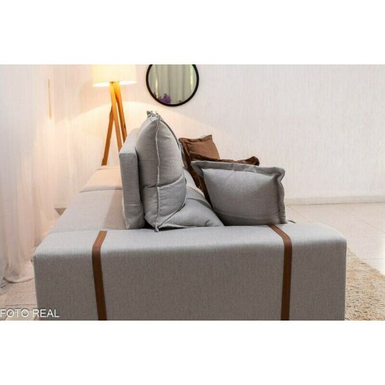 Sof� Retr�til Reclin�vel Gran Bello 2.30m Linho Cinza 31 - Molas Ensacadas Pocket