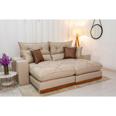 Sof� Retr�til Reclin�vel Gran Bello 2.30m Linho Bege 30 - Molas Ensacadas Pocket
