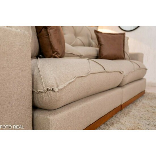 Sof� Retr�til Reclin�vel Gran Bello 2.50m Linho Bege - Molas Ensacadas