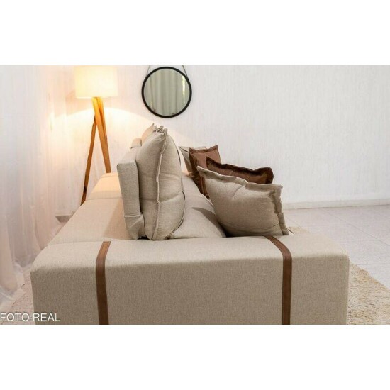 Sof� Retr�til Reclin�vel Gran Bello 2.50m Linho Bege - Molas Ensacadas