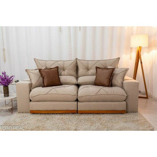 Sof� Retr�til Reclin�vel Gran Bello 2.50m Linho Bege - Molas Ensacadas