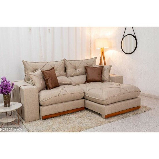 Sof� Retr�til Reclin�vel Gran Bello 2.50m Linho Bege - Molas Ensacadas