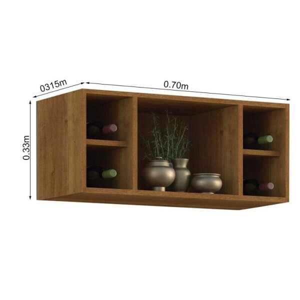 Balco Prola Cinamomo/Off 1.20m + Areo 2 Portas 1.20m Cinamomo/Off + Armrio de Geladeira Prola Cinamomo - Sallto