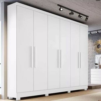 Guarda-roupa Casal Sergipe Branco 6 Portas C/ P�s 100% MDF Larg. 1.80m - Bianchi