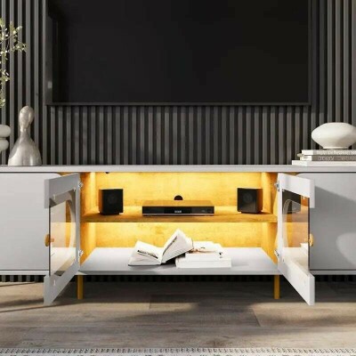 Rack Bancada Juquehy Larg. 1.80m Off/Nature C/LED para TV at� 75
