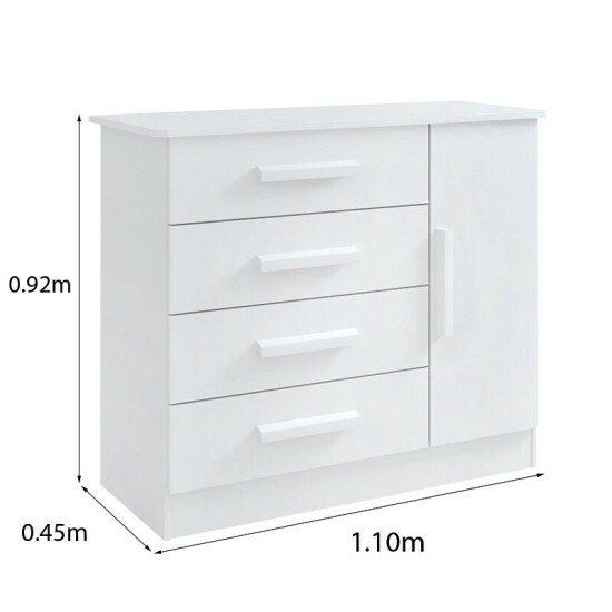 C�moda Firenze Branco 4 Gavetas e Sapateira Larg. 1.10m - D Doro