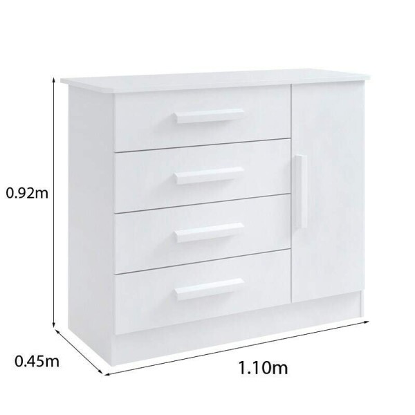 Cmoda Firenze Branco 4 Gavetas e Sapateira Larg. 1.10m - D Doro