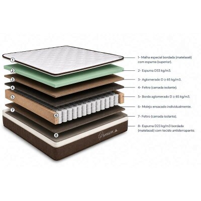 Colch�o Casal Premium Plus Molas Ensacadas Pocket 138x188x32 - Rondom�veis | Suporta at� 240kg