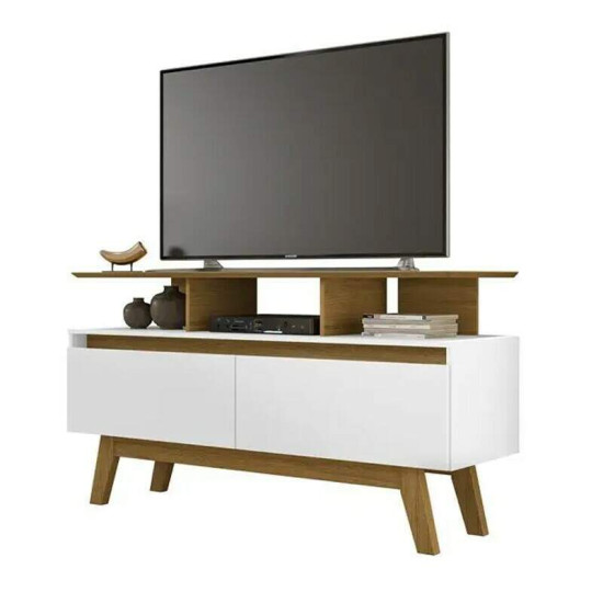 Rack Bancada 1,20m Rubi Cinamomo/Branco para TV at� 50\" - Bechara