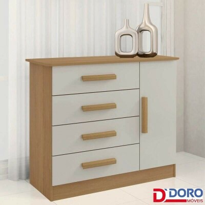 C�moda Firenze Cinamomo/Off 4 Gavetas e Sapateira Larg. 1.10m - D Doro