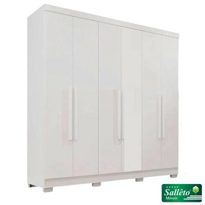Guarda-roupa 1,80m Recife Branco 6 Portas 2 Gavetas com P�s - Sall�to