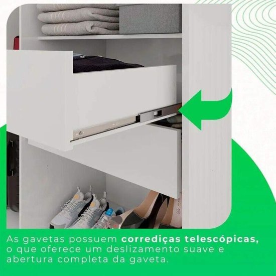 Guarda-roupa Casal 1,80m Recife Branco 6 Portas 2 Gavetas com P�s - Sall�to